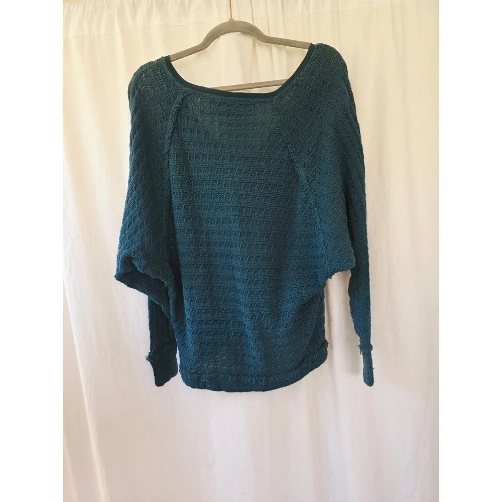 Free People We The Free Teal oversized Dolman Sleeve Knit Sweater XS cotton